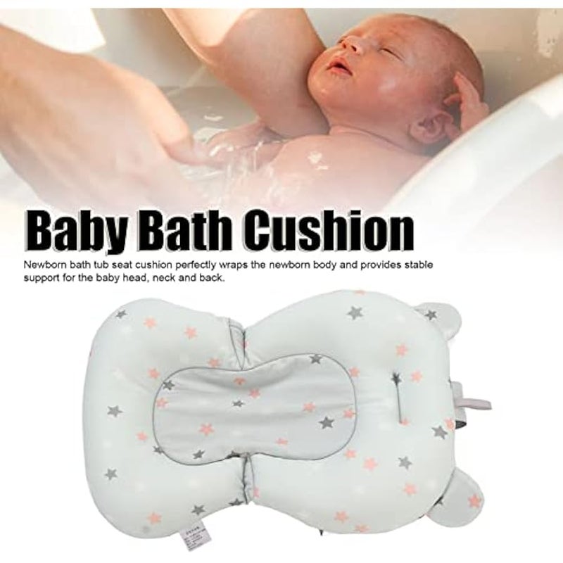 Baby Bath seat Cushion, Foldable Adjustable Infant Bath, Bathing Tub Seat Newborn Bath Anti Slip Cushion Seat for Newborn Baby (Light Blue Stars) - Image 3
